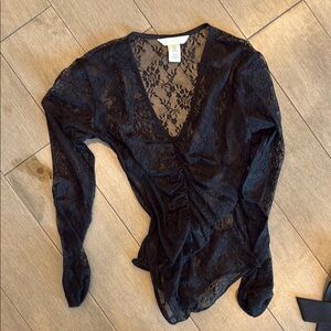 Elegant Black Lace Women's Bodysuit